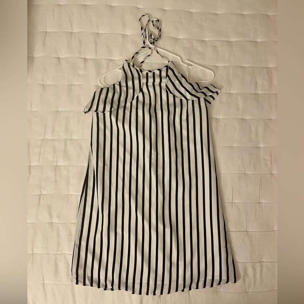 J. Crew navy/white striped halter dress, size S, NWT